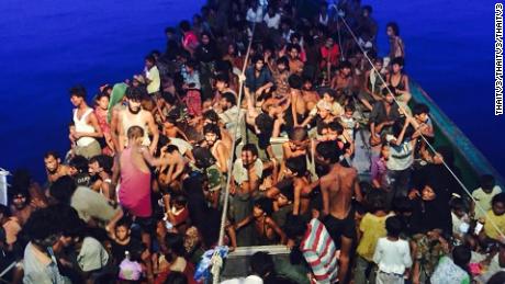 Hundreds of Rohingya migrants have been trapped at sea on ships in 2015. 