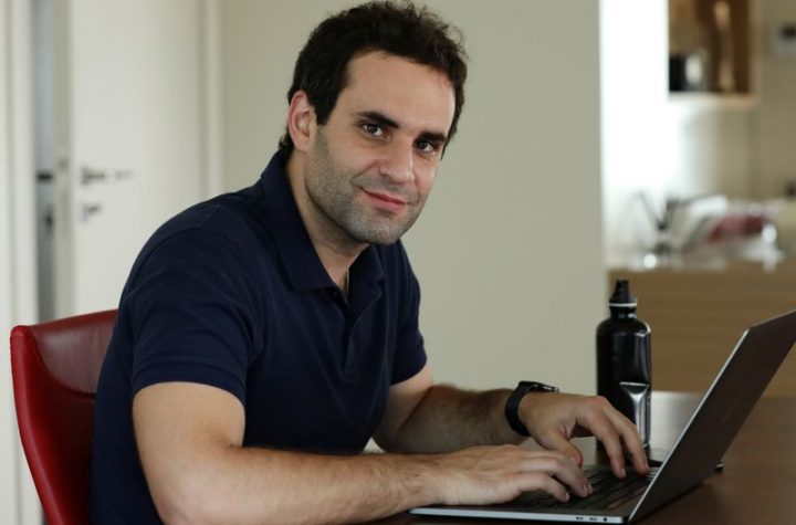 © Reuters. Lebanese film maker Jimmy Keyrouz is pictured at his home in Naccache