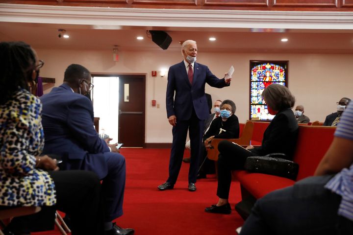 Former Vice President Joe Biden, the presumed Democratic presidential nominee, speaks at Bethel AME Church in Wilmington, Del
