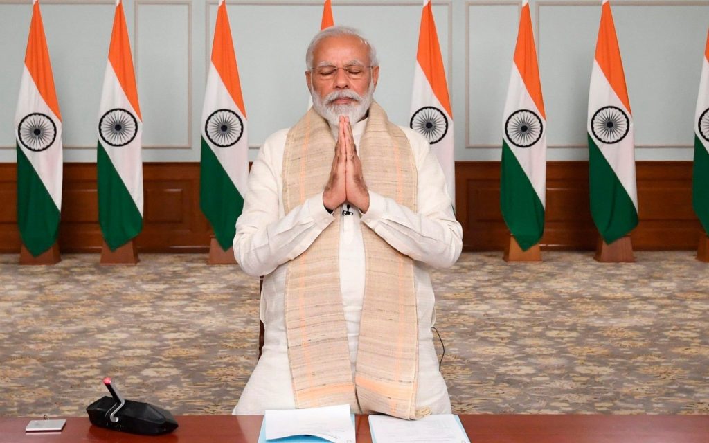Indian Prime Minister Narendra Modi pays tribute to Indian soldiers killed during confrontation with Chinese soldiers in the Ladakh region - India Government Press Information Bureau via AP
