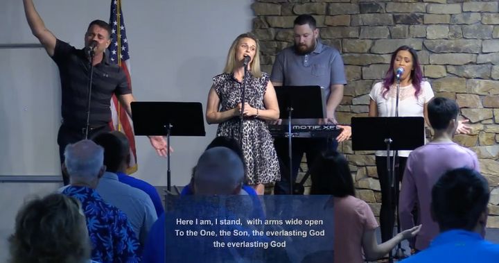 Singers perform at Calvary Chapel of San Antonio during a church service on June 21.