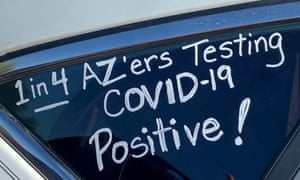 A protester’s car in Arizona.