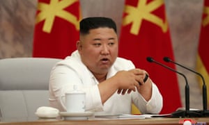 North Korean leader Kim Jong Un guides the 14th enlarged meeting of Political Bureau of 7th Central Committee of WPK in this undated photo released on 2 July 2020 by the North Korean Central News Agency in Pyongyang.