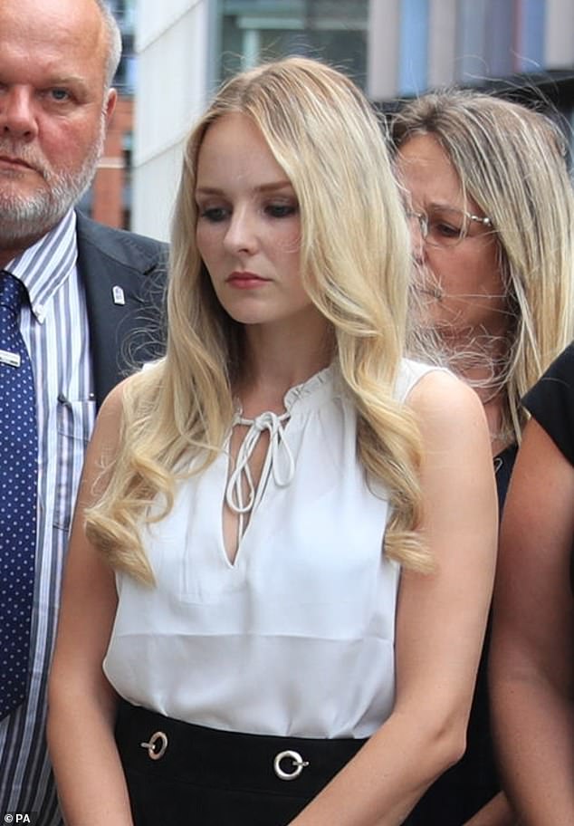 Lissie Harper, pictured outside the Old Bailey last Friday, is fighting for a retrial after three teenagers were found not guilty of the murder of her husband, PC Andrew Harper