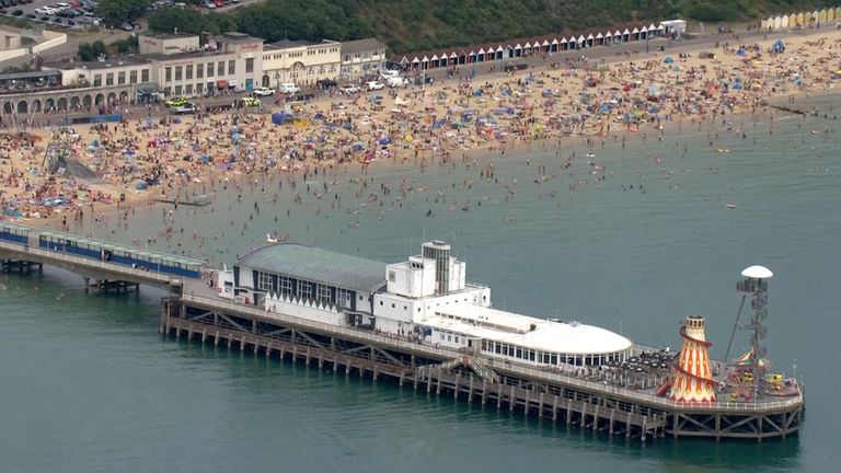 On Saturday, police in Bournemouth urged people to avoid packed beaches