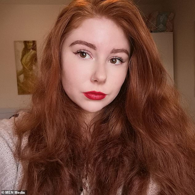 Kerris Fenn, 22, tore up the last mouthful of her lunch and scattered it for the birds after they 'sweetly' gathered around her in Manchester city centre last Sunday