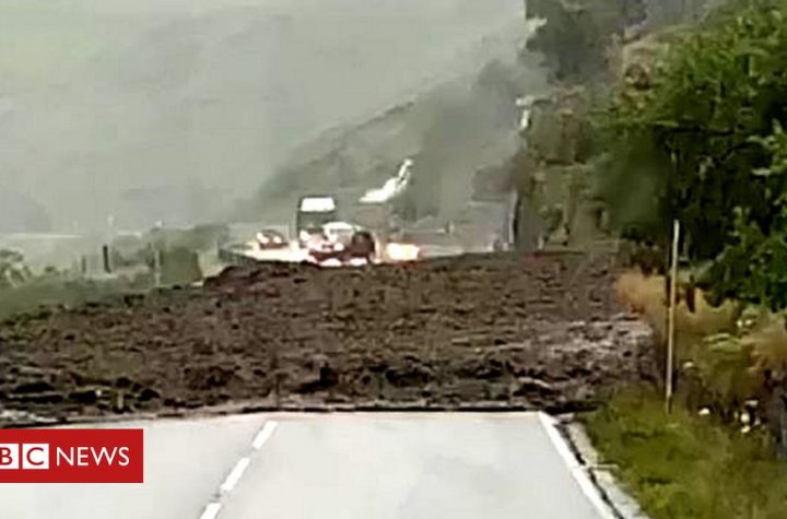 Heavy rain causes landslip at Rest and Be Thankful