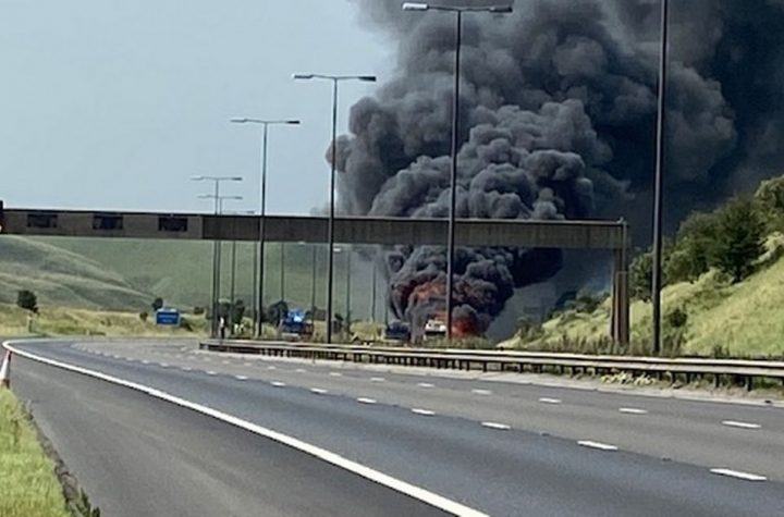 LIVE: M62 closed in both directions after huge HGV fire - updates