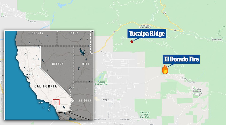 North of El Dorado Ranch Park, fire spreads to Yucca Ridge and San Bernardino National Forest
