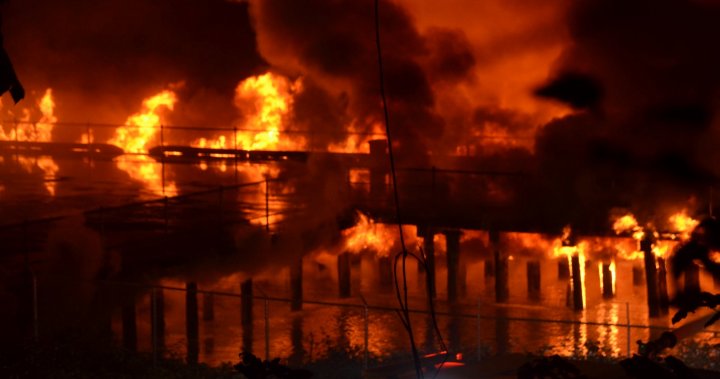 The section of New Westminster's Peer Park was 'completely destroyed' by a huge fire: Mayor