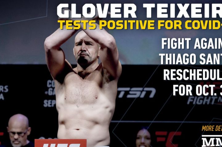 Glover Teixeira tests positive for COVID-19, battling Thiago Santos rescheduled for UFC event on October 3