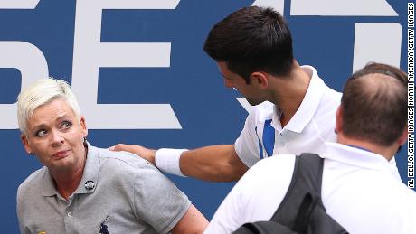 Novak Djokovic apologized to the line judge.