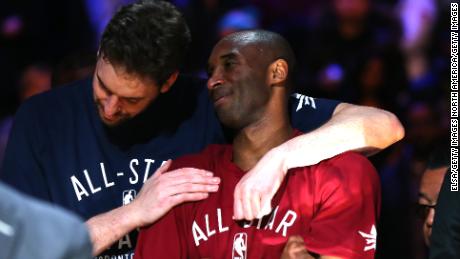 Piece Gasol and Kobe Bryant during the 2016 NBA All-Star Game.