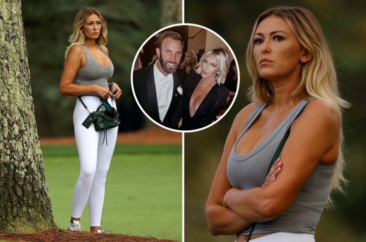 Dustin Johnson's fiance Paulina Gretzky stunned at the low cut top while watching golf no.  Won the first Masters 1 in Augusta