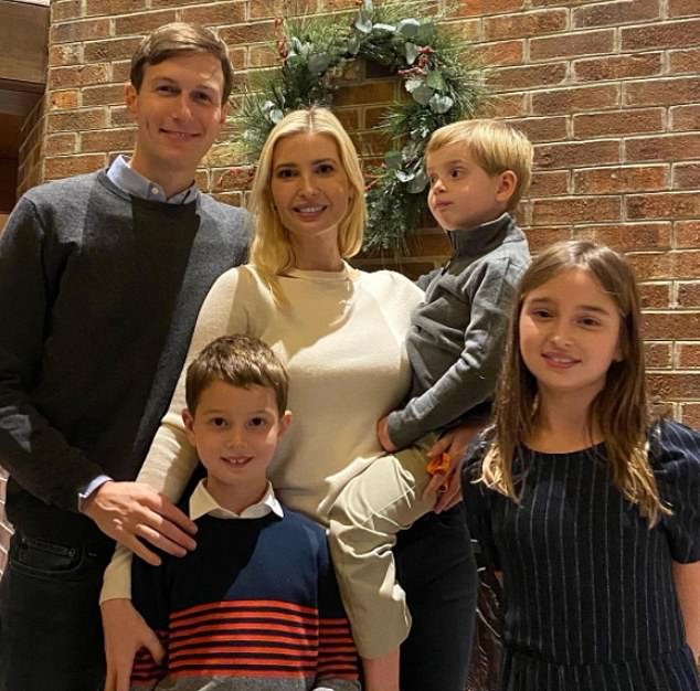 'Happy Thanksgiving', Ivanka Trump wrote on Thursday in the title of a family photo featuring her husband Jared Kushner and their three children - Arabella, Joseph and Theodore.