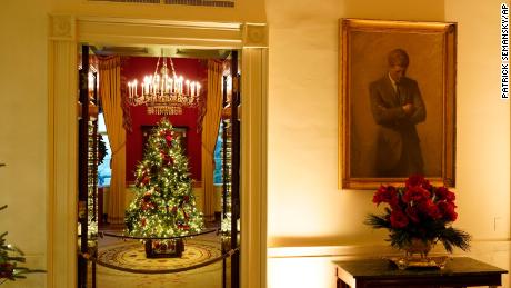 The Red Room of the White House was decorated on Monday, November 30, 2020, during the 2020 Christmas Preview in Washington.