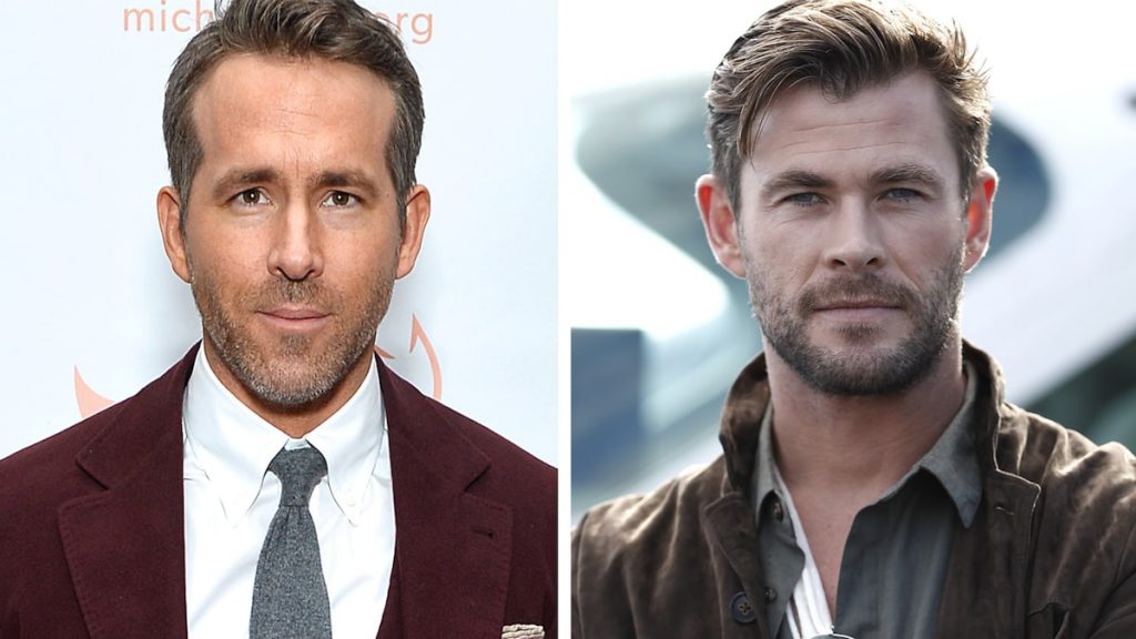 Ryan Reynolds and Chris Hamesworth are talking to each other on trash social media