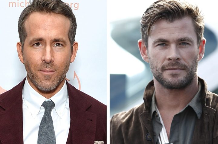 Ryan Reynolds and Chris Hamesworth are talking to each other on trash social media