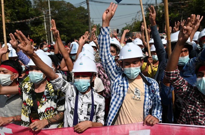 Burma |  Protesters condemned "military dictatorship"