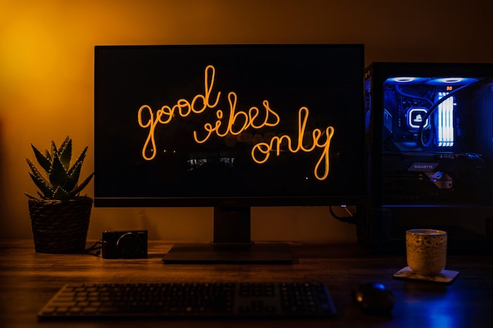 Set of lights to set up a homemade gamer desk play corner for professionals