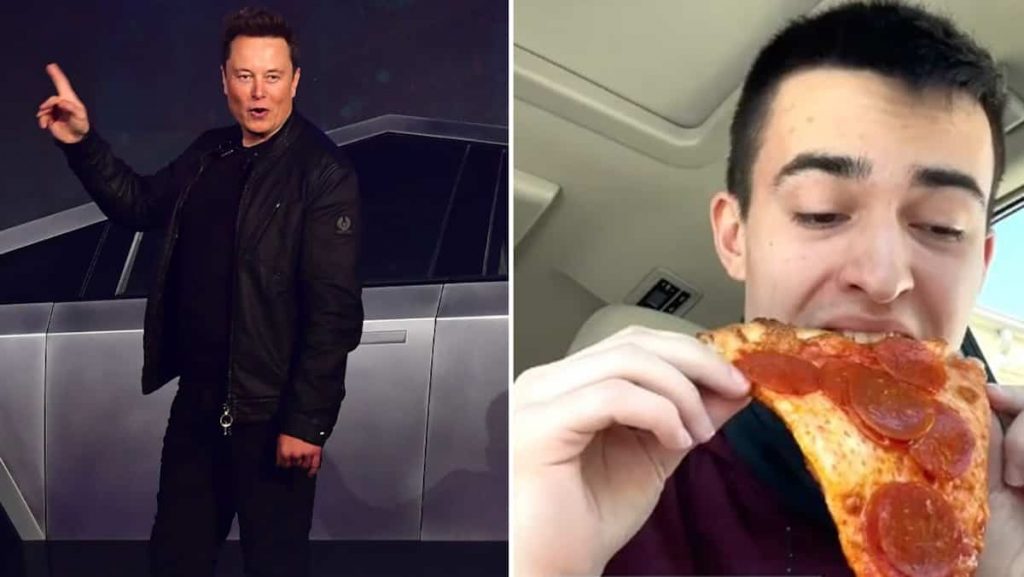Elon Musk is going to give Tesla to someone who eats his pizza the wrong way