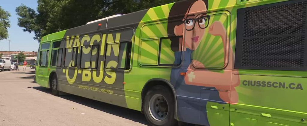 Attempted mischief on a vaccine-o-bus in Quebec