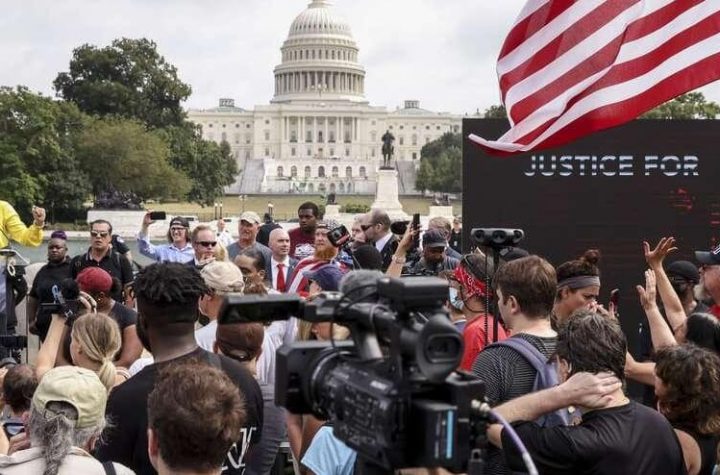 In Capitol Hill, an ultra-muscular device for demonstrators in support of pro-Trump