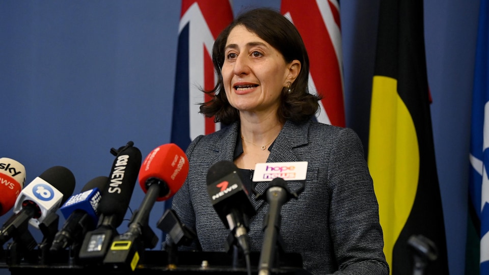 Former NSW Premier Gladys Beregilian at a press conference.