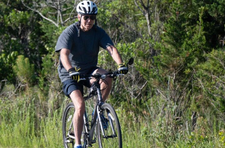Joe Biden fell off his bike and then got up quickly