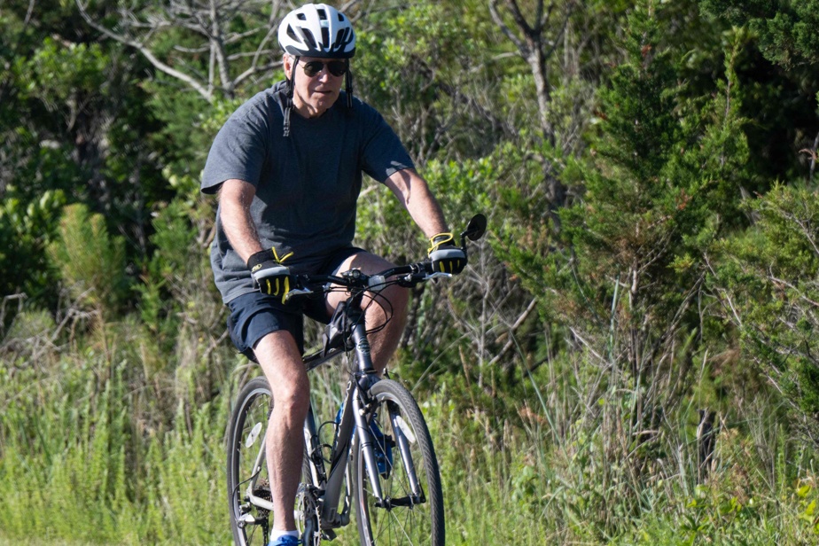 Joe Biden fell off his bike and then got up quickly