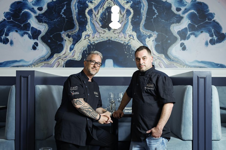 Chefs Ian Perreault and Jean-Francois Parrott at Les Cousinières Restaurant Décor