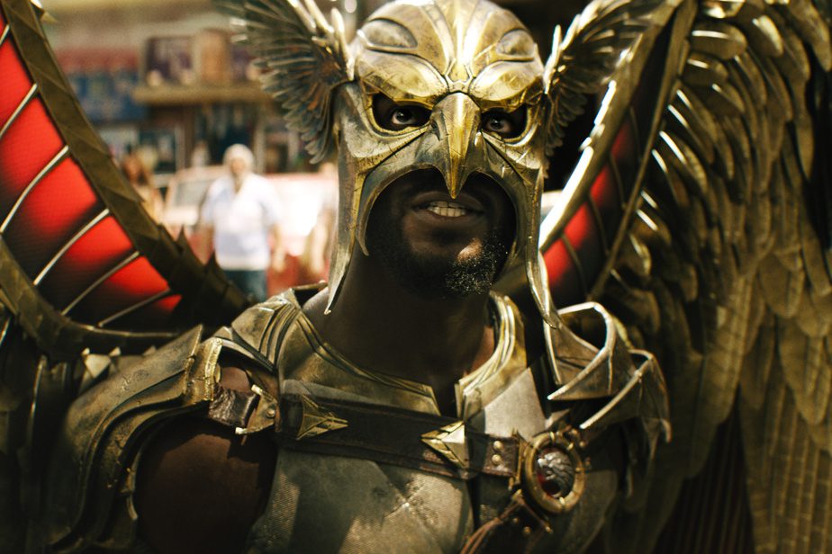 Character: Carter Hall, aka Hawkman Actor: Aldis Hodge Powers: The wealthy leader of the Justice Society of America, Hawkman flies with his metal wings.  He is also very strong and tough.  He also has a club that can change shape. 