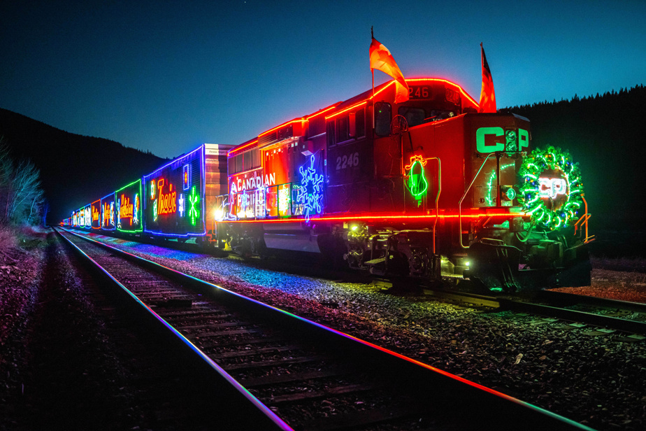 The illuminated Canadian Pacific Holiday Train makes a stop in Montreal