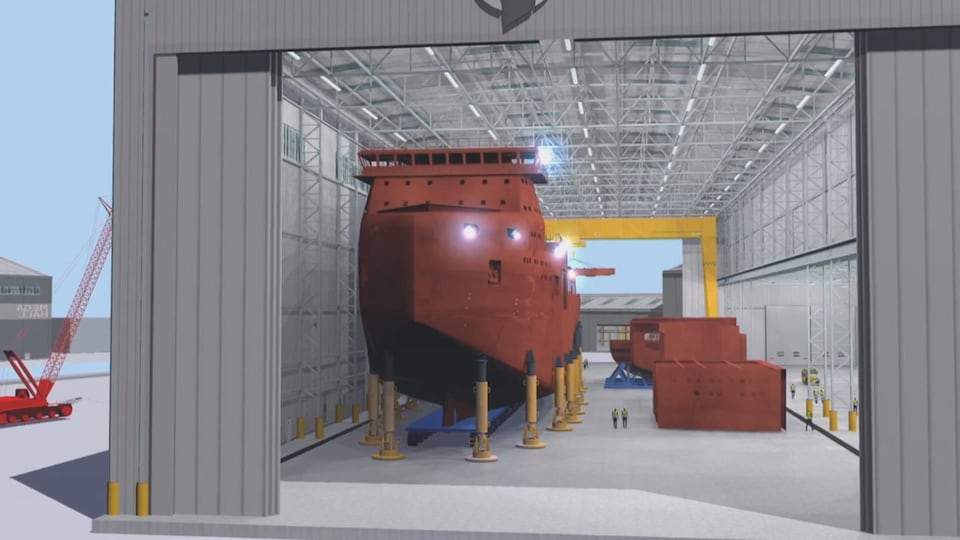 A huge assembly hangar allows ships to be built inside.  This is one of the most important criteria for obtaining contracts from the federal government. 