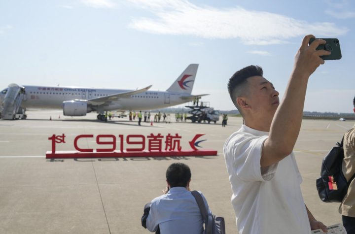 China is celebrating the first commercial flight of a Chinese-designed aircraft