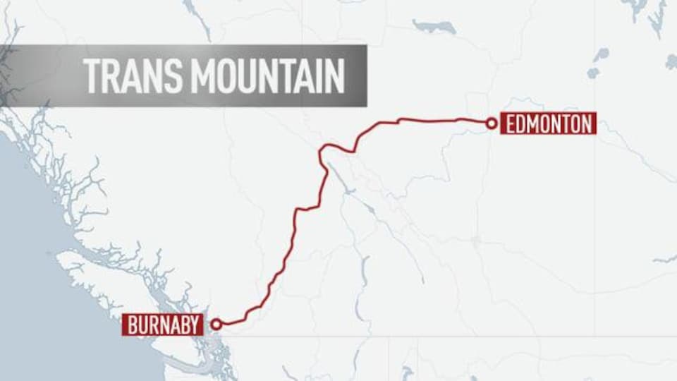 A map shows the pipeline route between Edmonton and Burnaby.