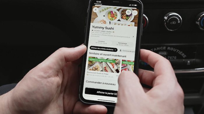 Yummy Sushi page on the Uber Eats app on the iPhone.
