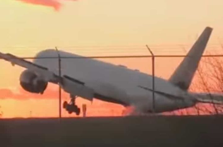 The plane almost crashed while landing in Toronto