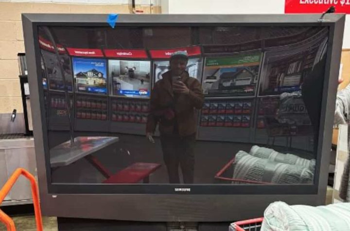 In the photo  Customer returns 2002 television to Costco