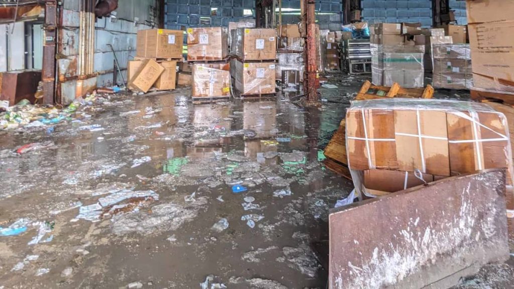 Syringes, solutions, surgical masks and visors stored in a former asbestos mine in Val-des-Sources