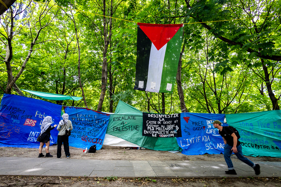 A pro-Palestinian camp at Victoria Square