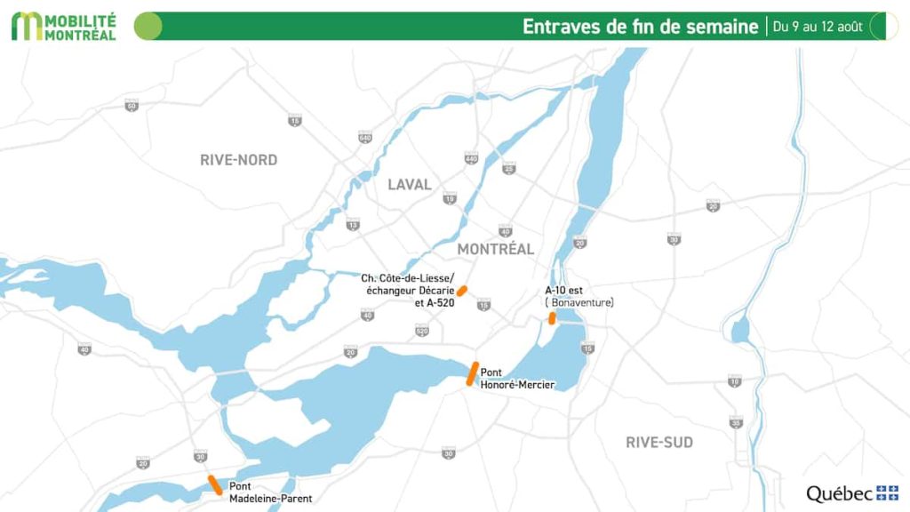 Obstacles on roads: Travel over the Honoré-Mercier bridge can be difficult